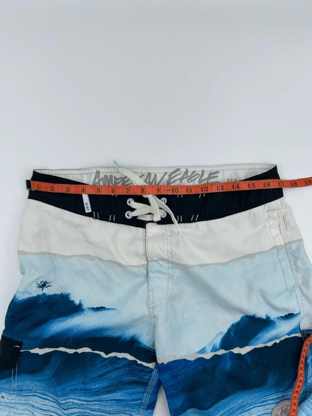 American Eagle Outfitters Blue Wave Print Swim Shorts
